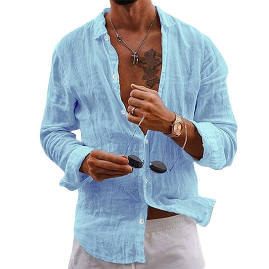 Men's Organic Cotton Shirt – Casual Long Sleeve Button-Up Shirt in Soft Natural Fabric