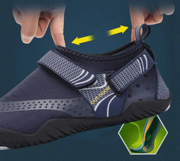 Men's Water Shoes – Lightweight Aqua Shoes with Velcro Strap & Non-Slip Sole for Beach & Outdoor