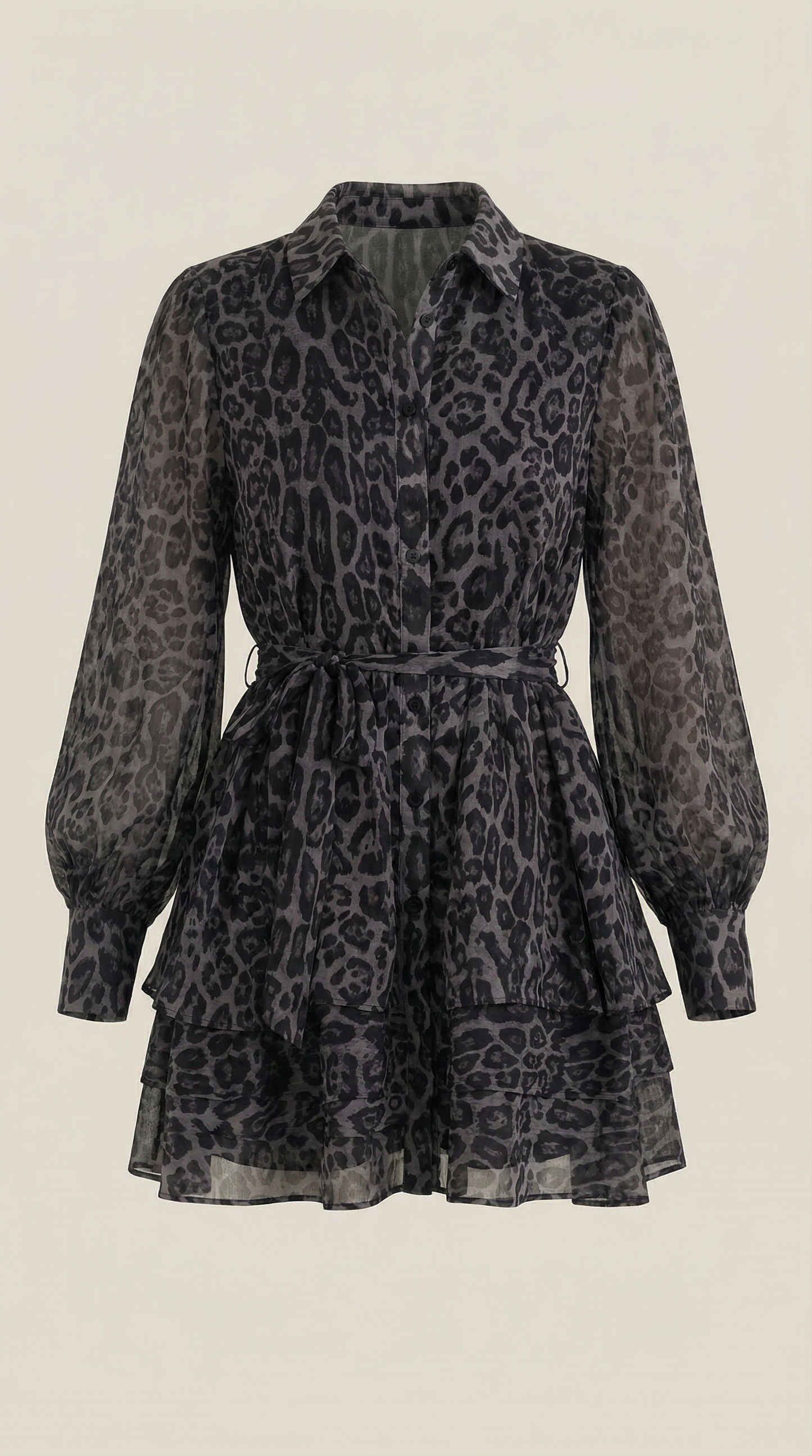 Chic Collection | Women's Leopard Print Mini Dress with Tie Waist | Lightweight Fabric for Effortless Style