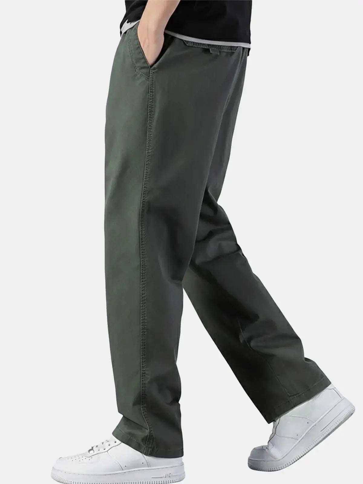 Classic Chino Pants | Men's Cotton Pull-On Chinos with Elastic Waistband | Comfortable Fit for Everyday Wear