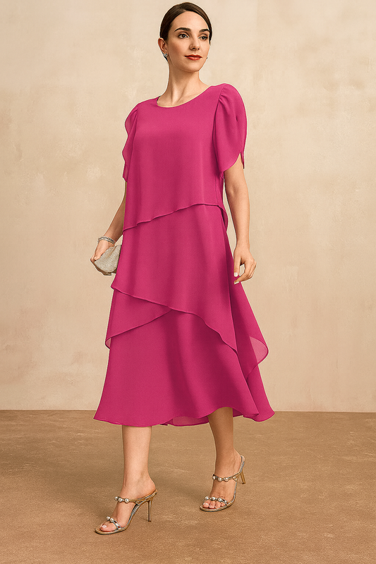 Elegant Chiffon Dress | Women's Wedding Guest Dress with Flattering Silhouette | Lightweight Summer Style for Effortless Elegance