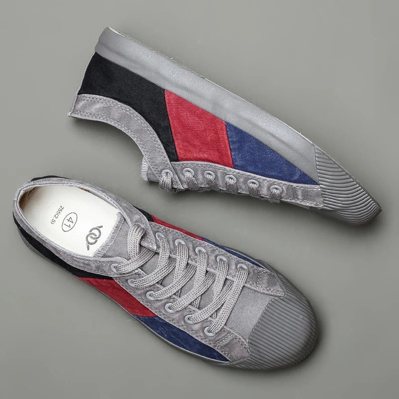 Men's Color Block Sneakers – Low Top Casual Lace-Up Sneakers for Everyday & Street Style Wear
