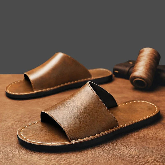 Men's Slip-On Sandals β Open Toe Wide Strap Flat Sandals for Beach, Casual & Everyday Summer Wear
