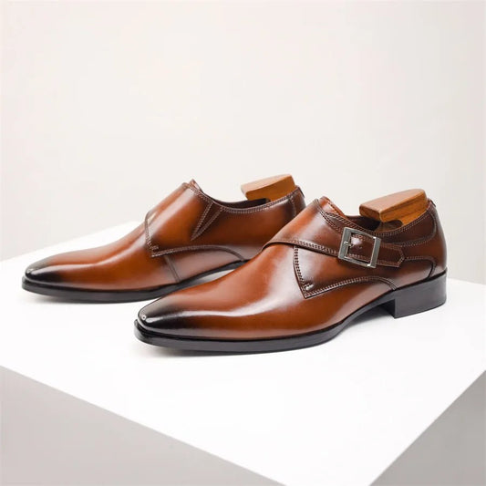 Men's Monk Strap Dress Shoes β Single Buckle Closure Formal Shoes with Rounded Toe for Work & Business Wear
