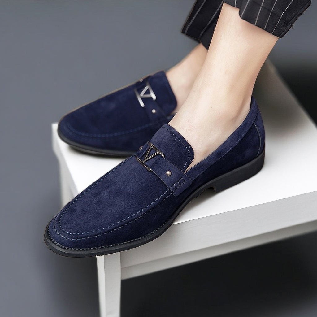 Men's Bit Loafers – Slip-On Metal Bit Detail Dress Loafers with Stacked Heel for Formal & Smart Casual Wear