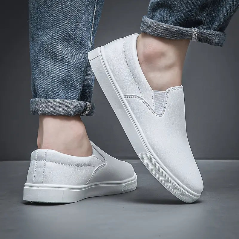 Men's Slip-On Sneakers – Low Top Elastic Panel Casual Sneakers for Everyday & Travel Wear