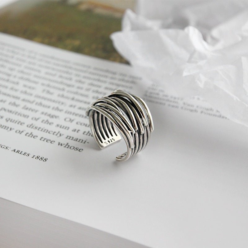 Sylvian Collection | Sterling Silver Adjustable Layered Ring with Elegant Design | Versatile Accessory for Any Occasion