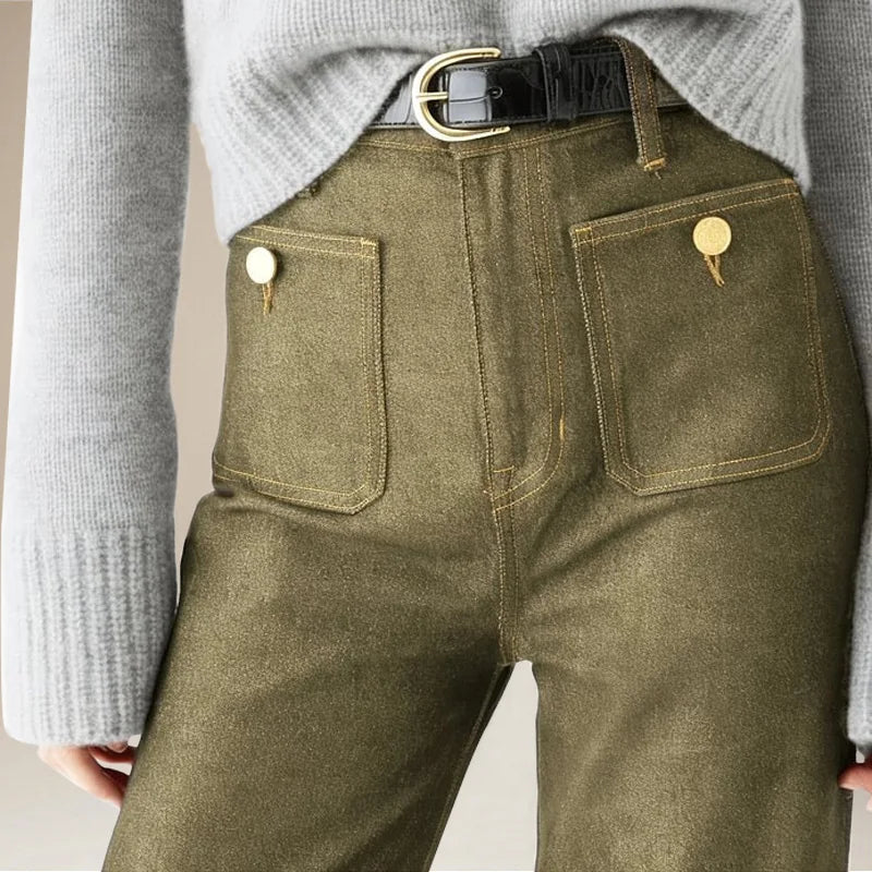 Tailored Denim | Women's High-Waist Wide-Leg Jeans with Structured Fit | Elegant Style for Everyday Wear