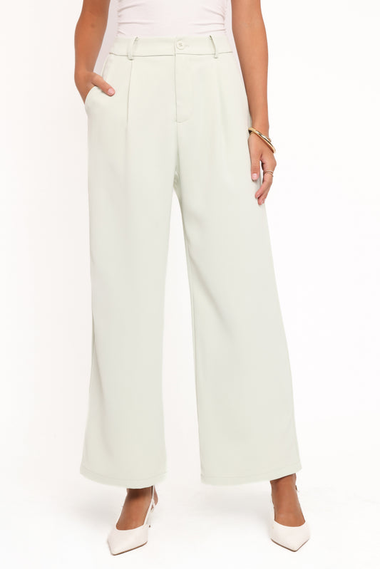 Women's Wide Leg Trousers β High Rise Pleated Sage Green Pants for Casual & Office Wear