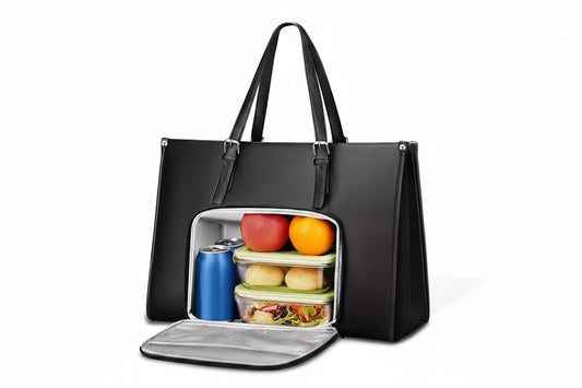 Women's 2-in-1 Tote Bag with Lunch Compartment – 15.6 Inch Work Tote Bag and Insulated Lunch Bag Combo