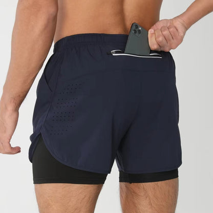 Activewear Essentials | Men's 2-in-1 Sports Shorts with Quick Dry Fabric | Versatile Athletic Shorts for Gym and Swim