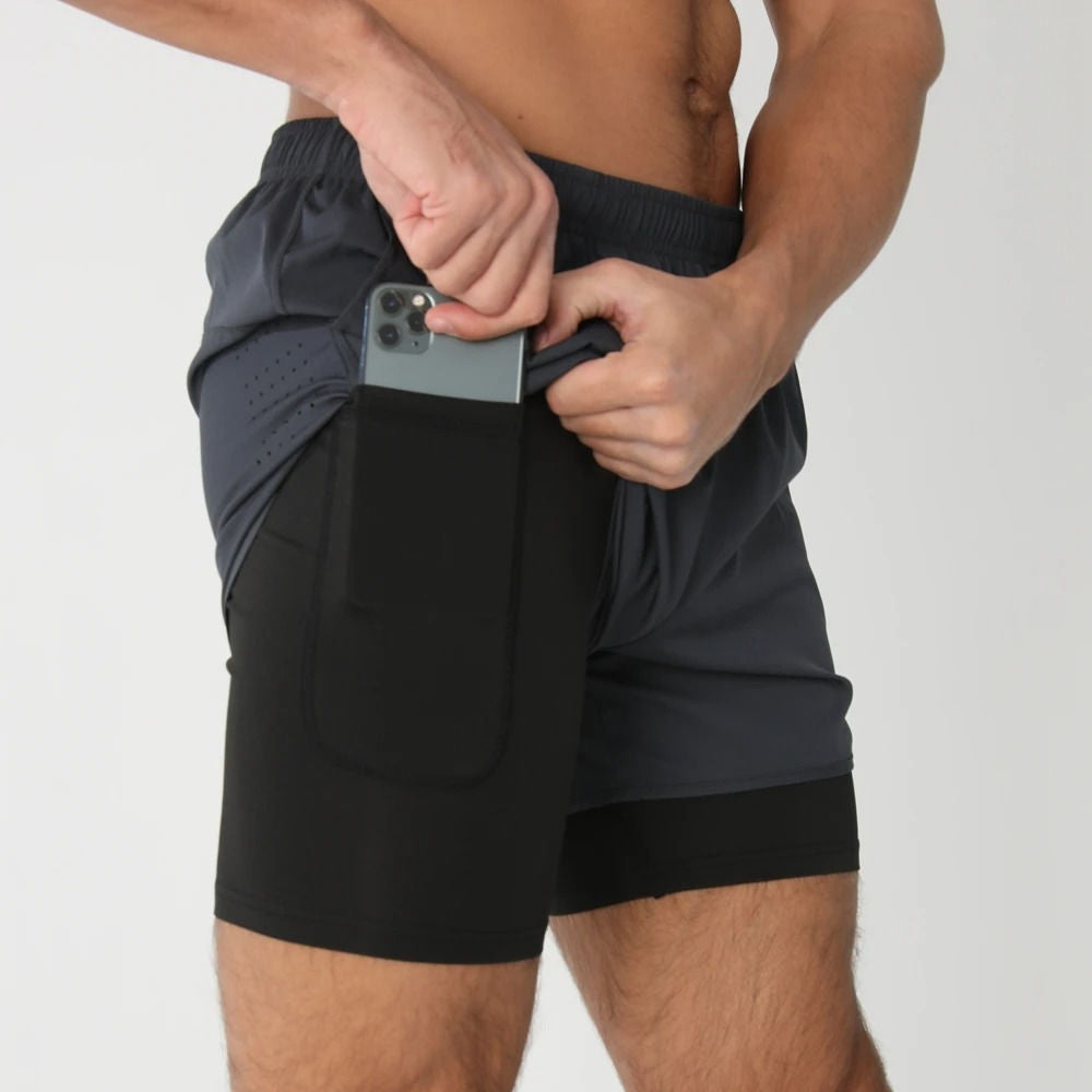 Activewear Essentials | Men's 2-in-1 Sports Shorts with Quick Dry Fabric | Versatile Athletic Shorts for Gym and Swim