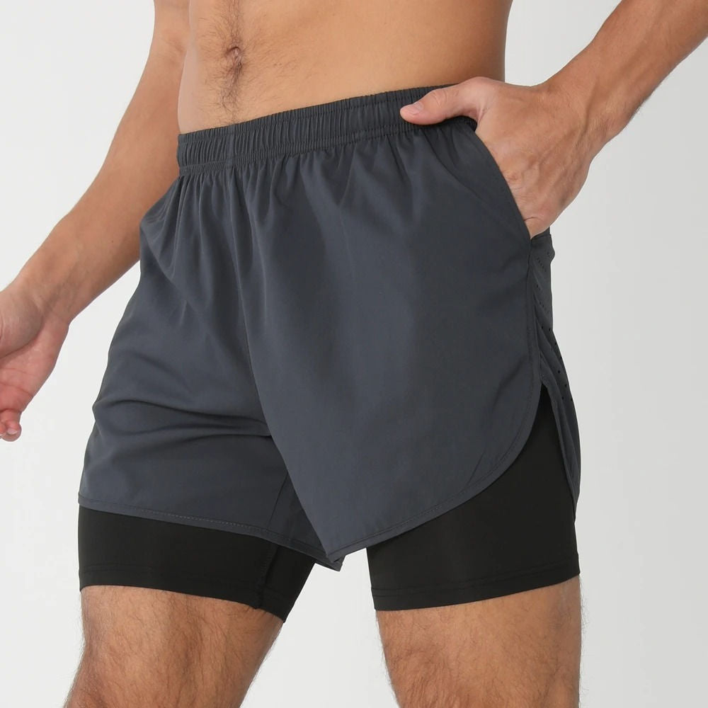 Activewear Essentials | Men's 2-in-1 Sports Shorts with Quick Dry Fabric | Versatile Athletic Shorts for Gym and Swim