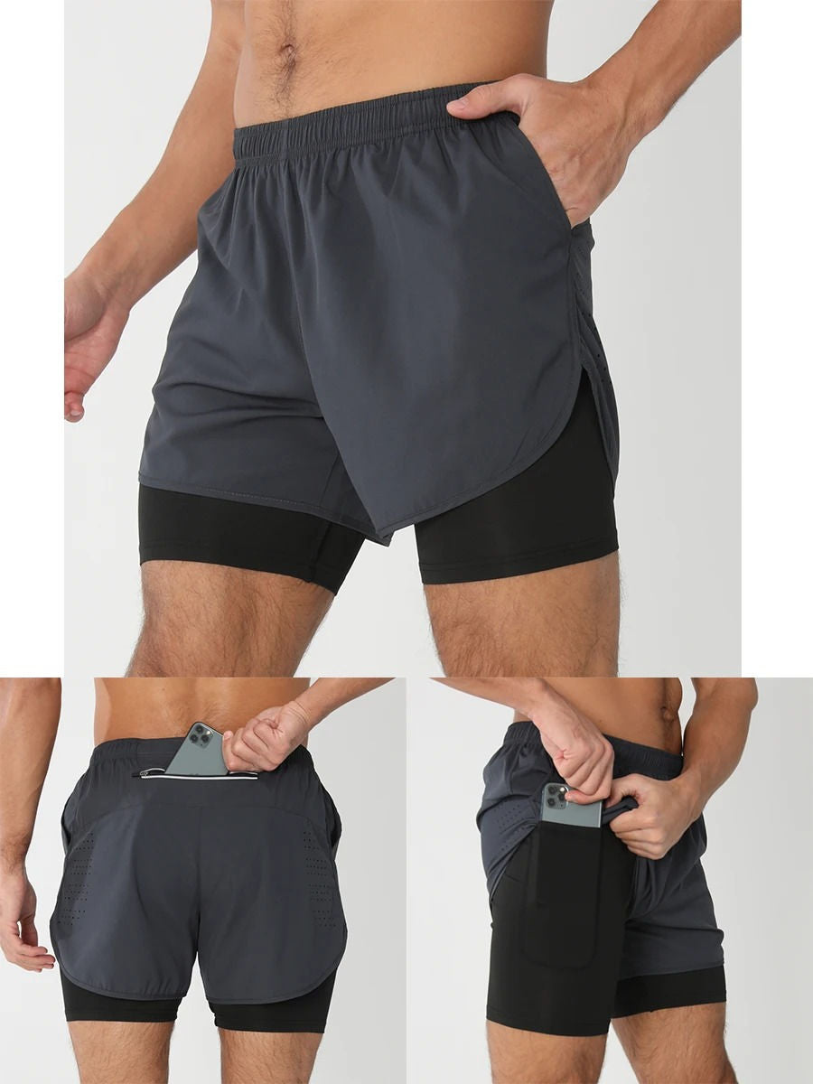 Activewear Essentials | Men's 2-in-1 Sports Shorts with Quick Dry Fabric | Versatile Athletic Shorts for Gym and Swim