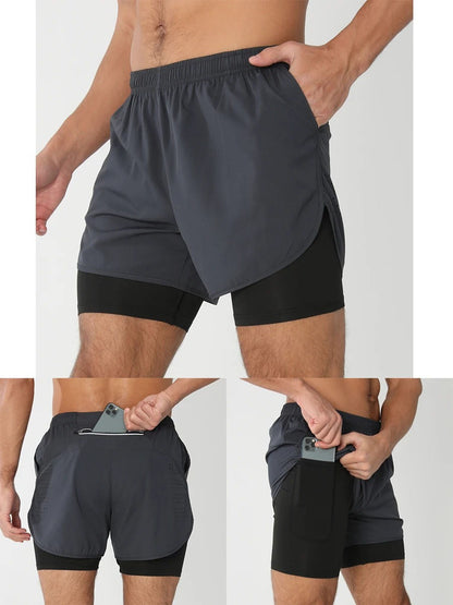 Activewear Essentials | Men's 2-in-1 Sports Shorts with Quick Dry Fabric | Versatile Athletic Shorts for Gym and Swim