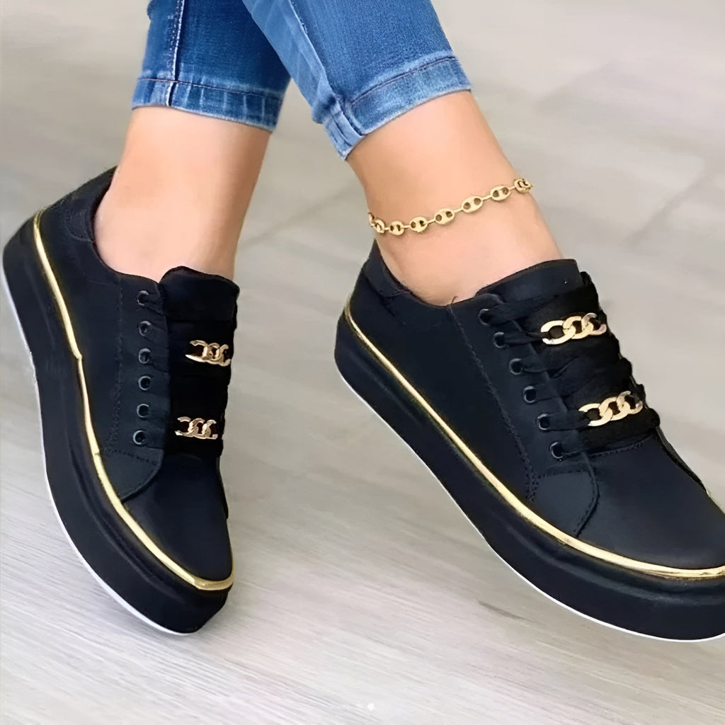 Solène™ Women's Orthopedic Sneakers — Cushioned Support with Gold Accent Detail