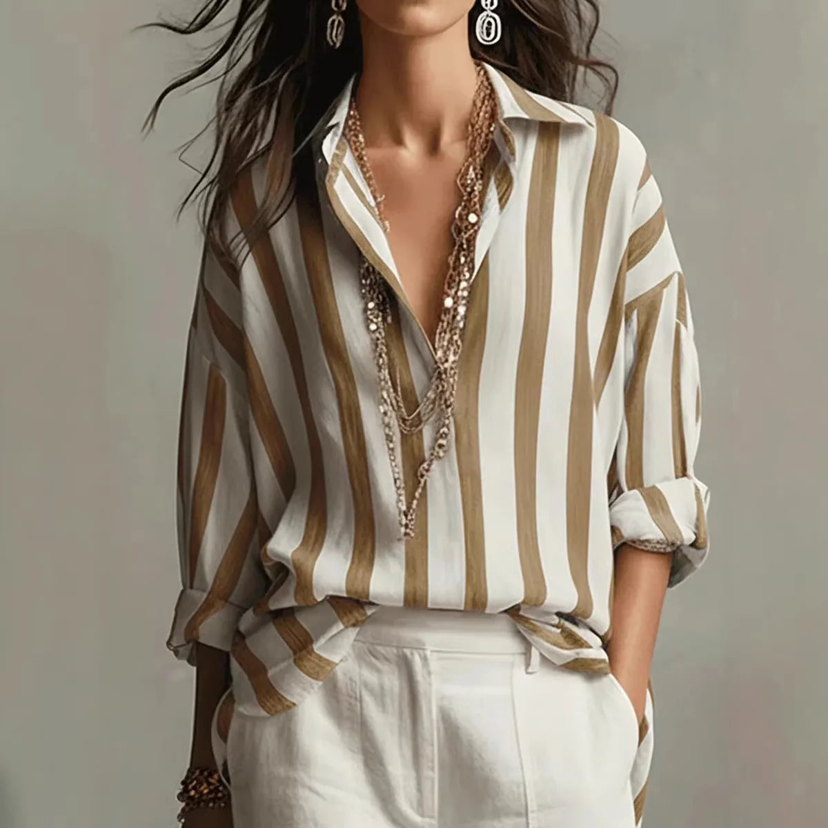Amaris Collection | Men's Dress Shirt with Striped Design | Lightweight Linen for Effortless Style