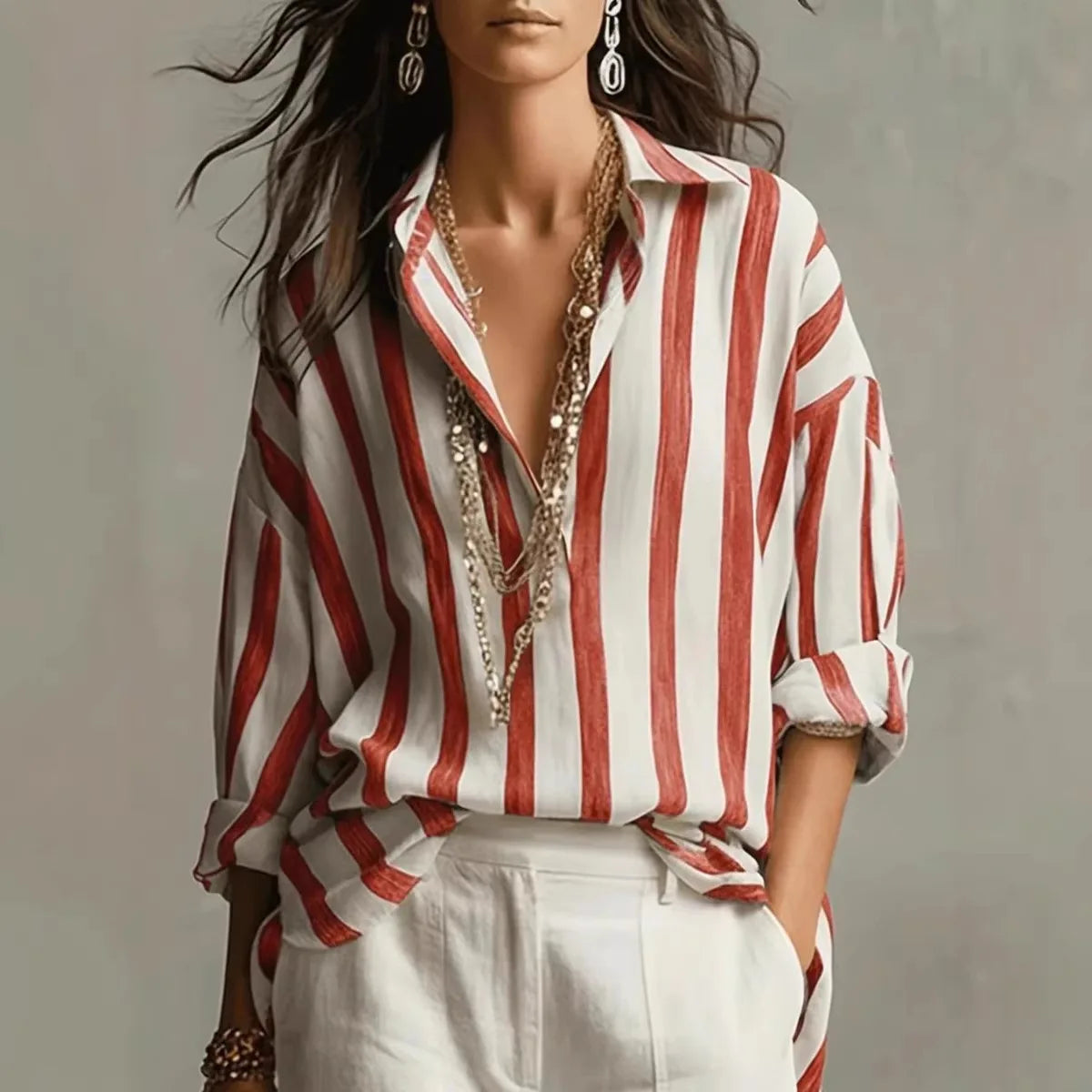 Amaris Collection | Men's Dress Shirt with Striped Design | Lightweight Linen for Effortless Style