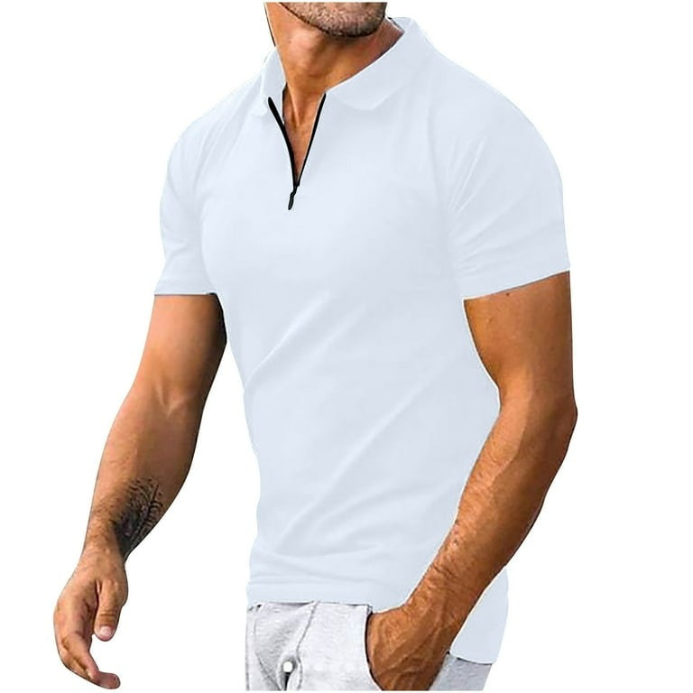 Men's Quarter-Zip Polo Shirt – Textured Knit Collared Half-Zip Sweater for Smart Casual Wear