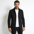 Piere™ Men's Stand Collar Wool-Blend Overcoat — Slim Fit