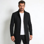 Piere™ Men's Stand Collar Wool-Blend Overcoat — Slim Fit