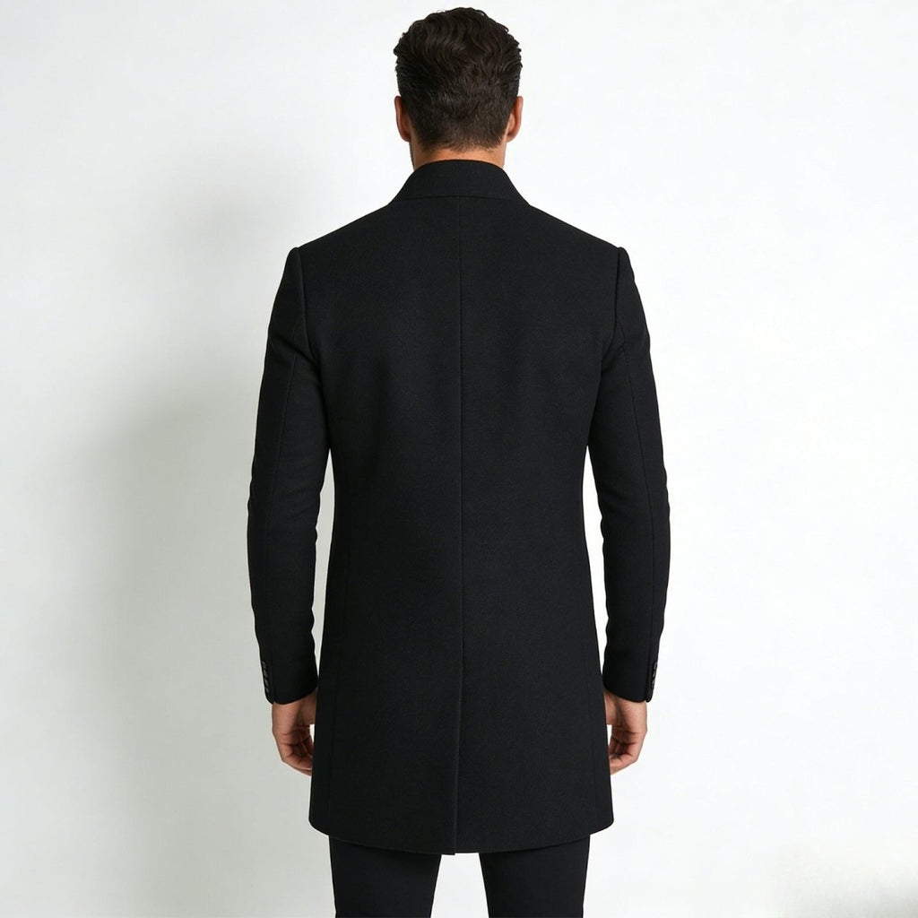 Piere™ Men's Stand Collar Wool-Blend Overcoat — Slim Fit