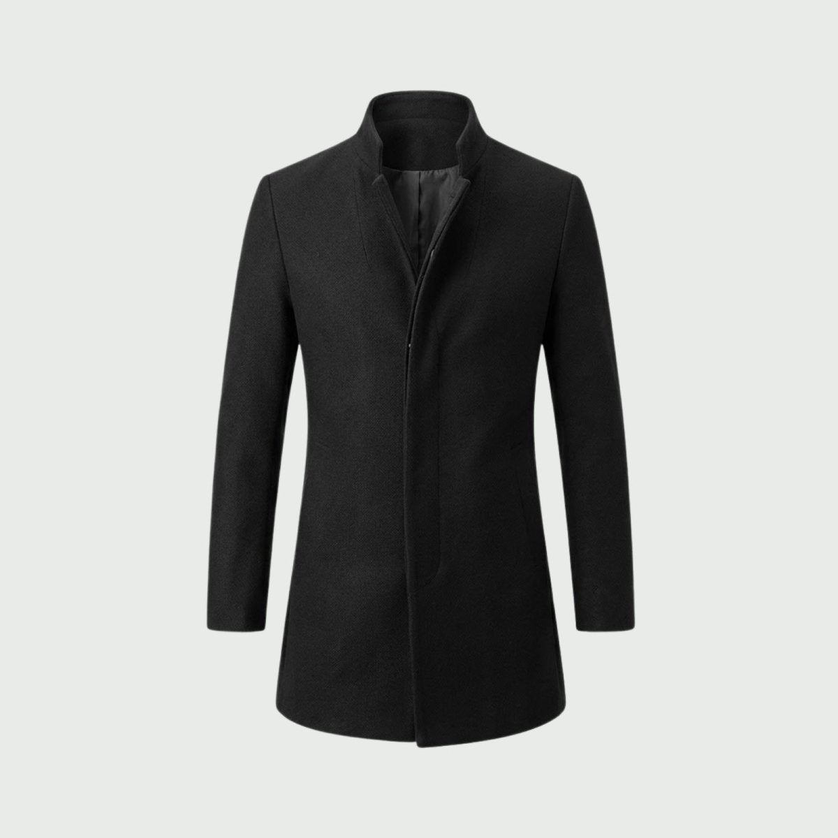 Piere™ Men's Stand Collar Wool-Blend Overcoat — Slim Fit