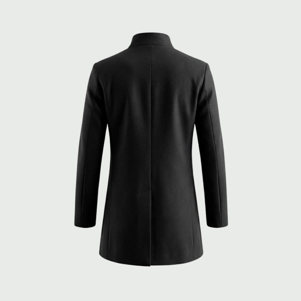 Piere™ Men's Stand Collar Wool-Blend Overcoat — Slim Fit