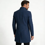 Piere™ Men's Stand Collar Wool-Blend Overcoat — Slim Fit