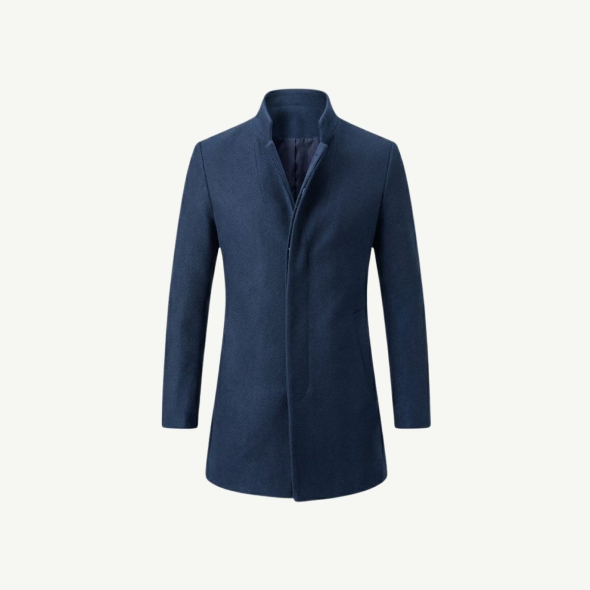 Piere™ Men's Stand Collar Wool-Blend Overcoat — Slim Fit
