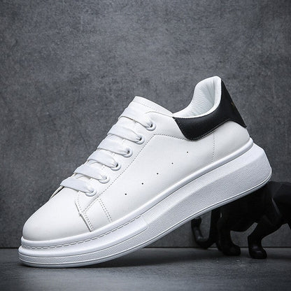 Men's Platform Sneakers – Lace-Up Chunky Sole White Casual Sneakers for Everyday Streetwear