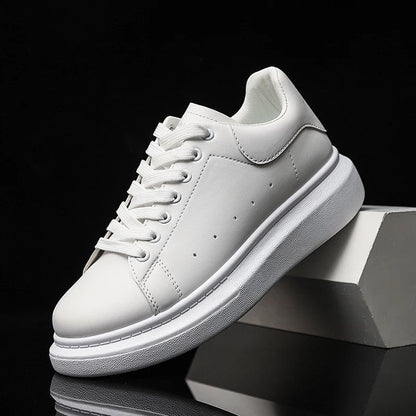 Men's Platform Sneakers – Lace-Up Chunky Sole White Casual Sneakers for Everyday Streetwear