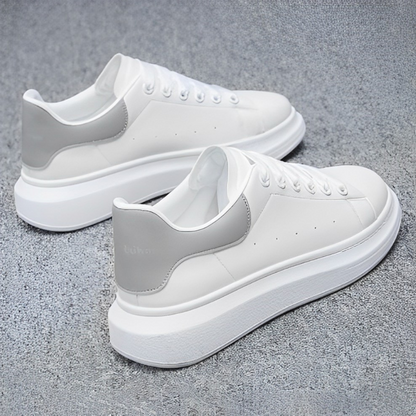 Men's Platform Sneakers – Lace-Up Chunky Sole White Casual Sneakers for Everyday Streetwear