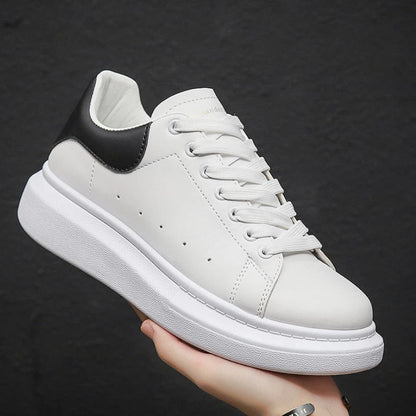 Men's Platform Sneakers – Lace-Up Chunky Sole White Casual Sneakers for Everyday Streetwear