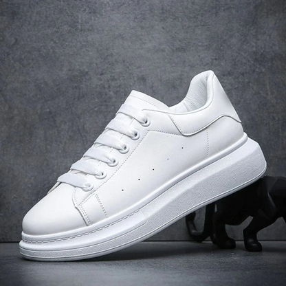 Men's Platform Sneakers – Lace-Up Chunky Sole White Casual Sneakers for Everyday Streetwear