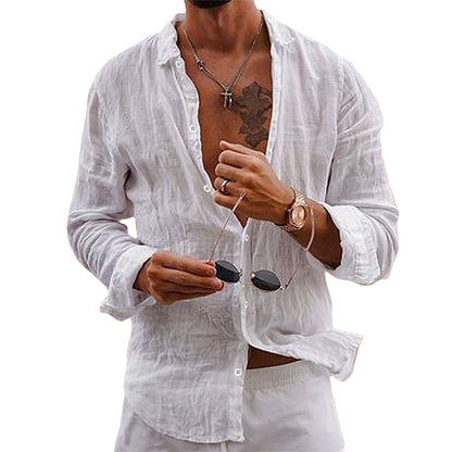 Men's Organic Cotton Shirt – Casual Long Sleeve Button-Up Shirt in Soft Natural Fabric