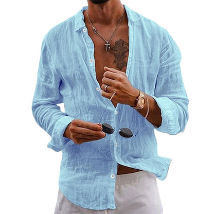 Men's Organic Cotton Shirt – Casual Long Sleeve Button-Up Shirt in Soft Natural Fabric
