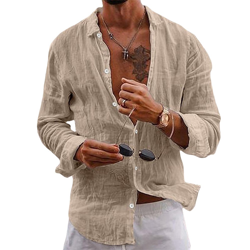 Men's Organic Cotton Shirt – Casual Long Sleeve Button-Up Shirt in Soft Natural Fabric