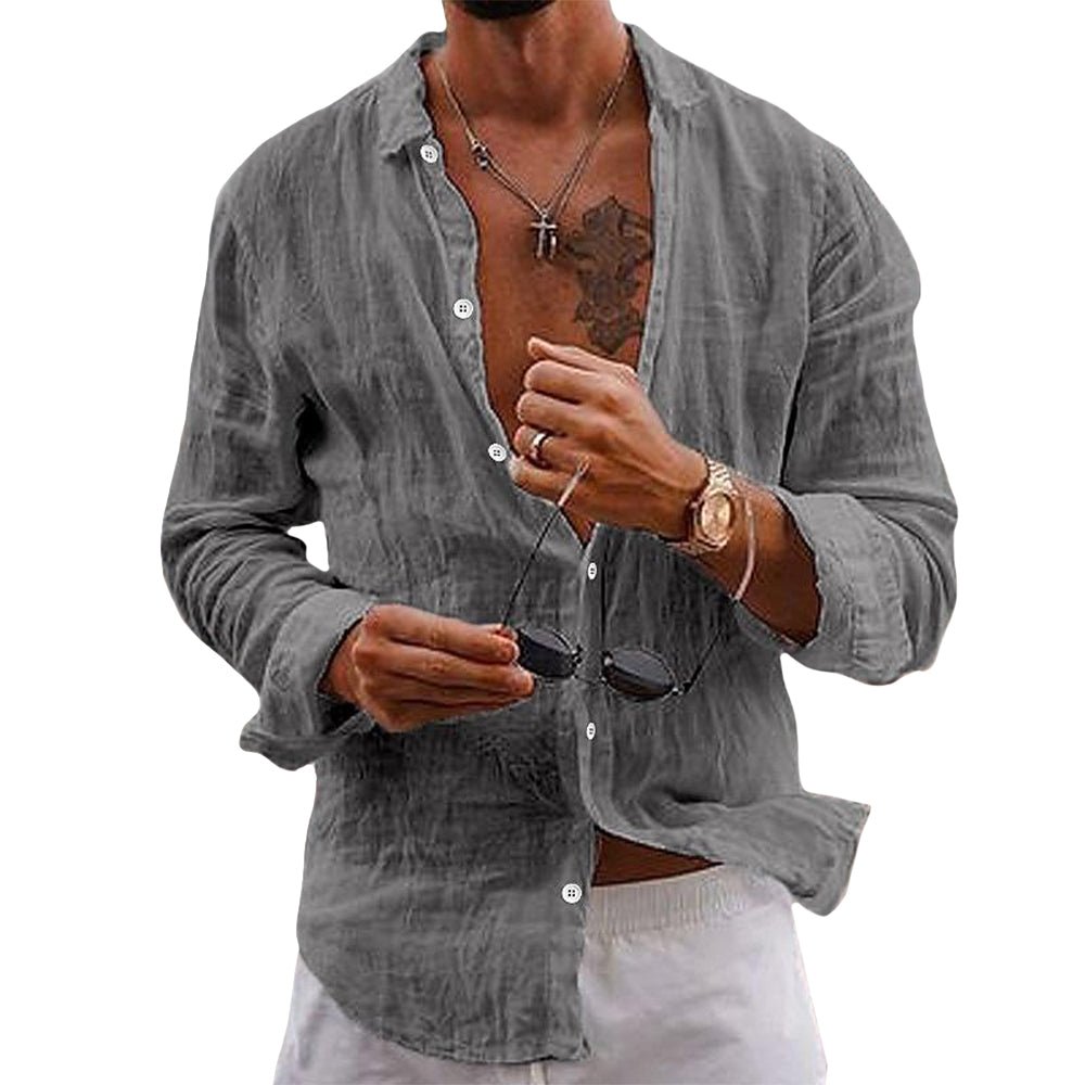 Men's Organic Cotton Shirt – Casual Long Sleeve Button-Up Shirt in Soft Natural Fabric