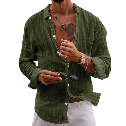 Men's Organic Cotton Shirt – Casual Long Sleeve Button-Up Shirt in Soft Natural Fabric