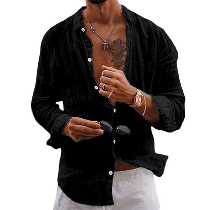 Men's Organic Cotton Shirt – Casual Long Sleeve Button-Up Shirt in Soft Natural Fabric