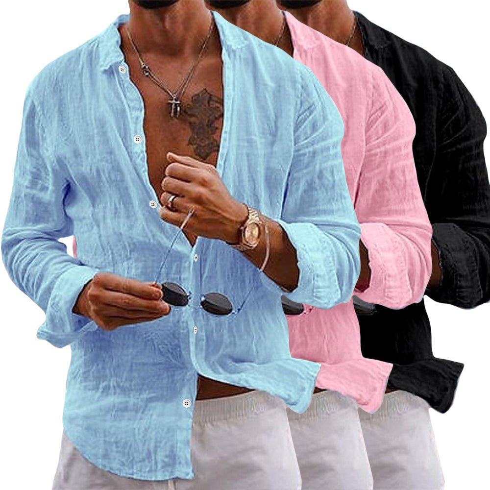 Men's Organic Cotton Shirt – Casual Long Sleeve Button-Up Shirt in Soft Natural Fabric