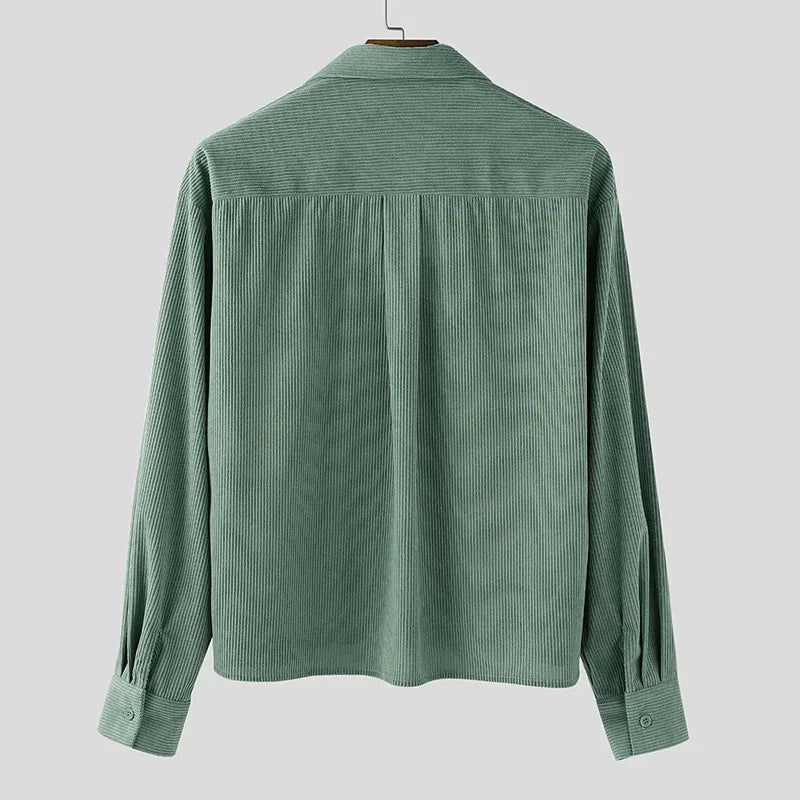 Men's Cropped Corduroy Shirt Jacket | Vintage Loose Fit