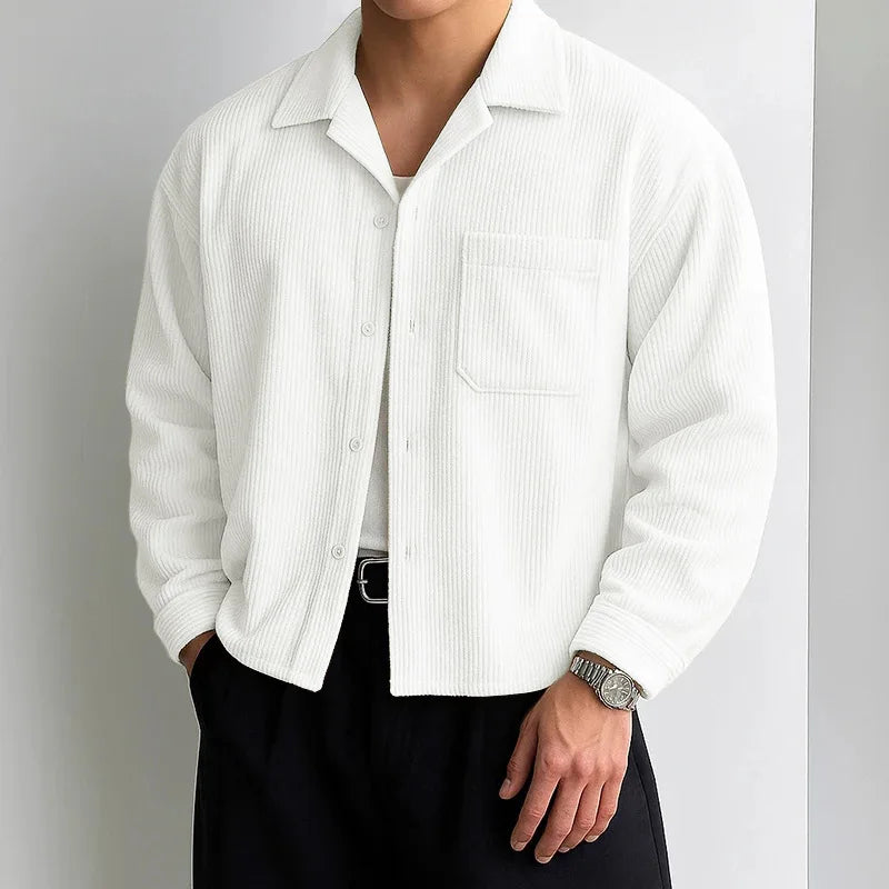Men's Cropped Corduroy Shirt Jacket | Vintage Loose Fit