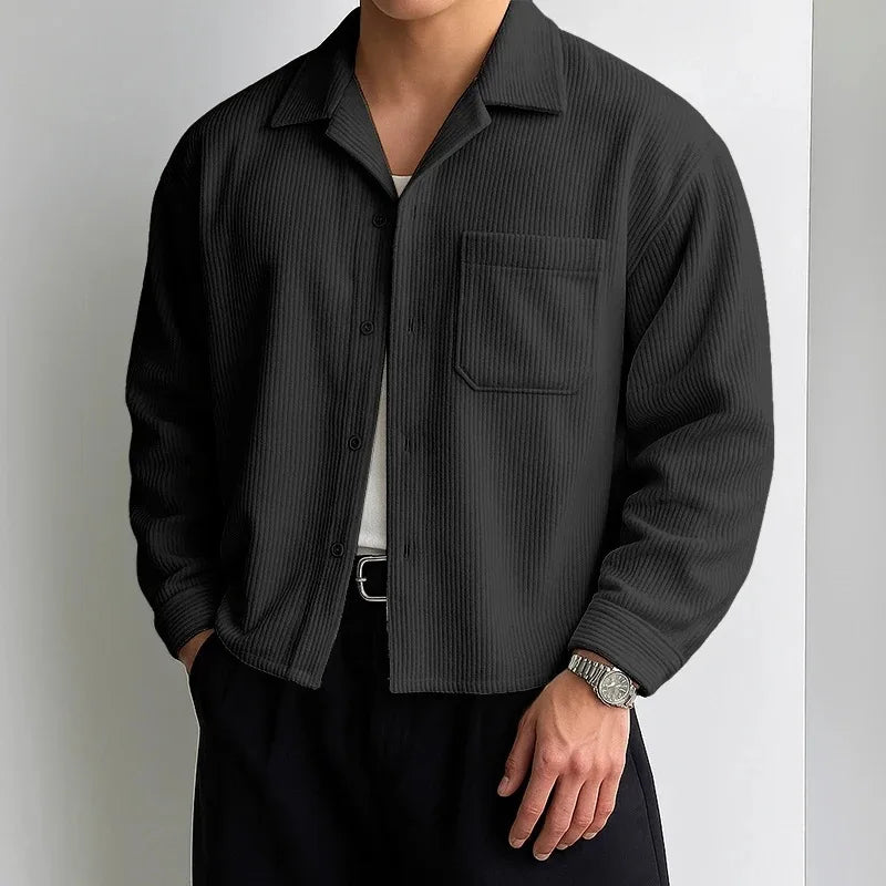 Men's Cropped Corduroy Shirt Jacket | Vintage Loose Fit