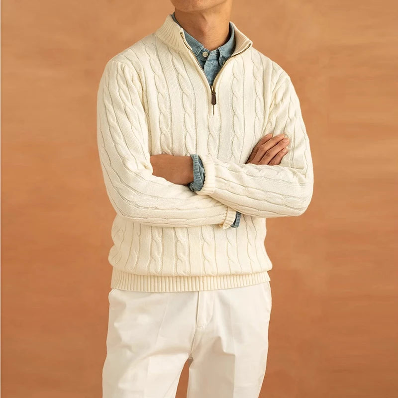 Men's Half-Zip Knit Sweater | Textured Vintage