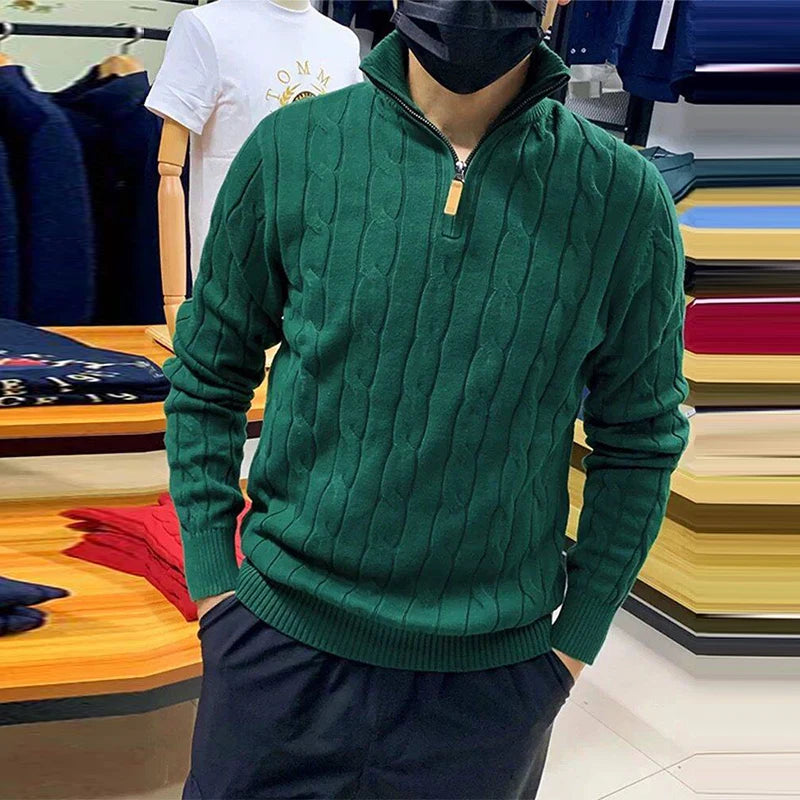 Men's Half-Zip Knit Sweater | Textured Vintage
