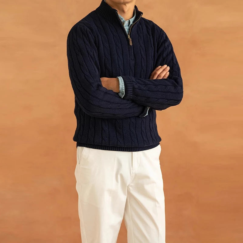 Men's Half-Zip Knit Sweater | Textured Vintage