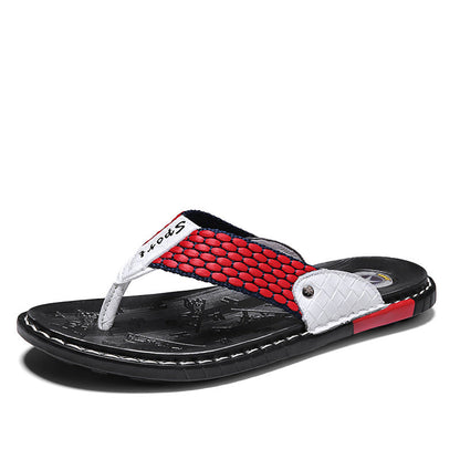 Men's Flip-Flops – Sporty Textured Strap Non-Slip Rubber Sole Summer Sandals for Beach & Pool