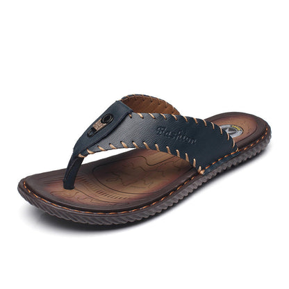 Men's Flip-Flops – Sporty Textured Strap Non-Slip Rubber Sole Summer Sandals for Beach & Pool